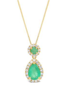 Belk & Co 3/4 Ct. T.w. Emerald And 1/6 Ct. T.w. Diamond Pendant Necklace