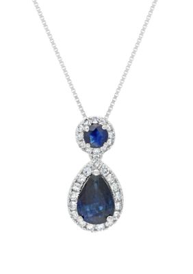 Belk & Co 1.02 Ct. T.w. Sapphire And 1/6 Ct. T.w. Diamond Pendant Necklace In 10K White Gold
