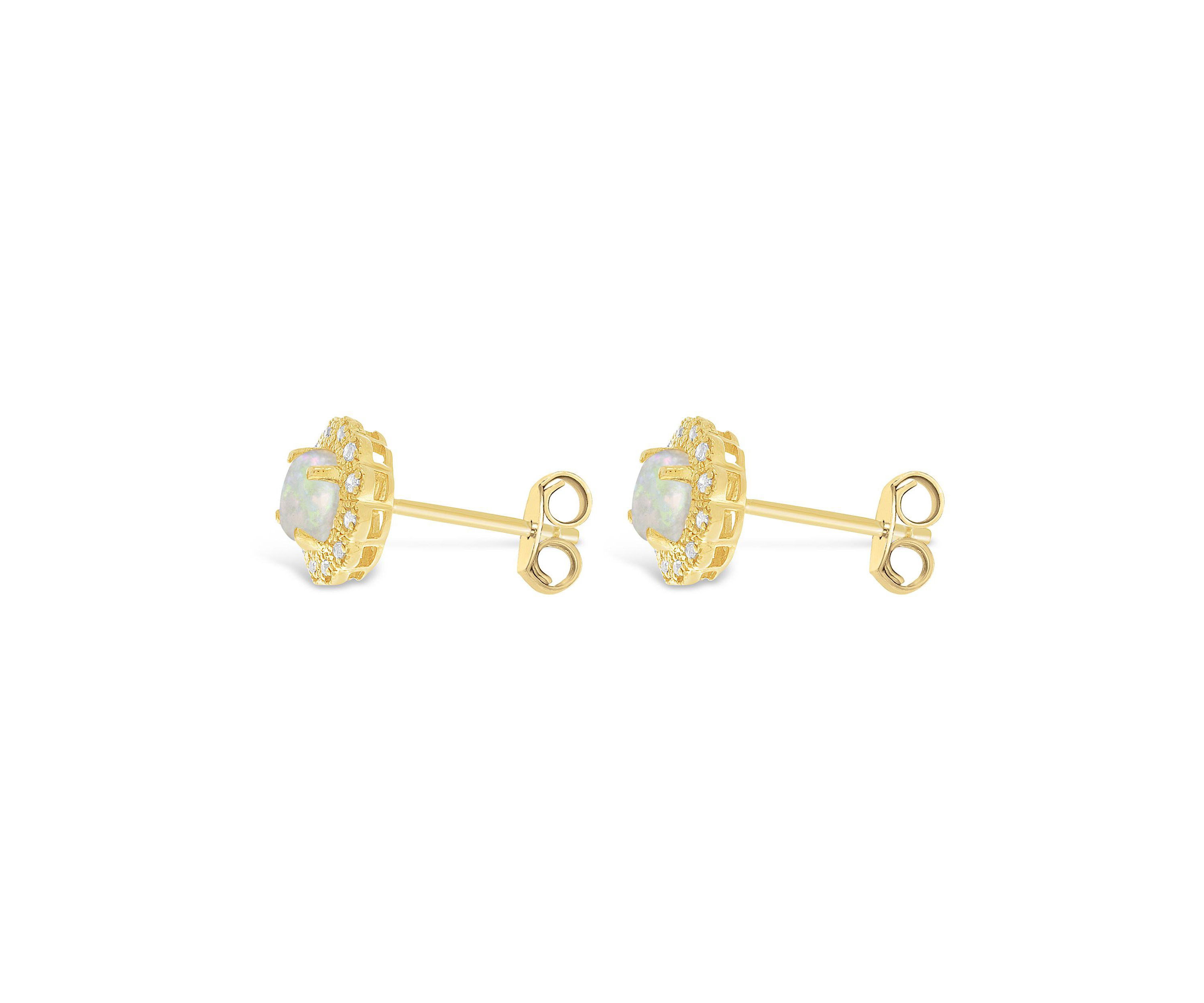 Lab Created 0.6 ct. t.w. Lab-created Opal and Diamond Accent Earrings in Gold Plated Sterling Silver