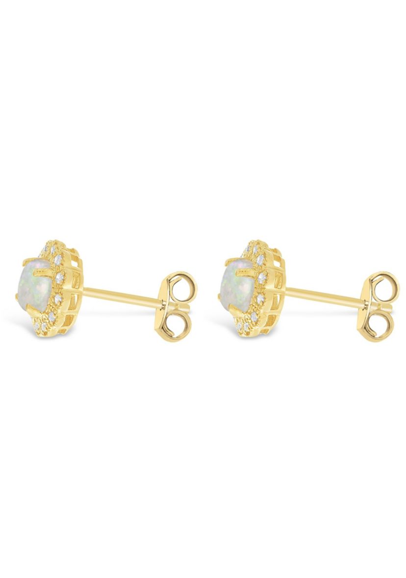 Lab Created 0.6 ct. t.w. Lab-created Opal and Diamond Accent Earrings in Gold Plated Sterling Silver