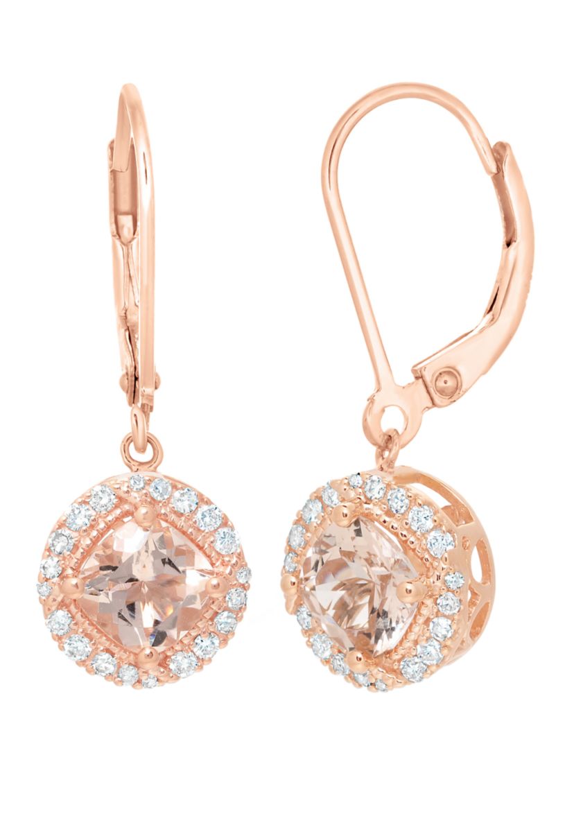 7/8 ct. t.w. Morganite and 1/6 ct. t.w. Diamond Earrings in 10K Rose Gold 