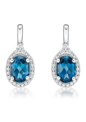 Belk & Co 2 Ct. T.w. London Blue Topaz And 1/4 Ct. T.w. Diamond Earrings In 10K White Gold