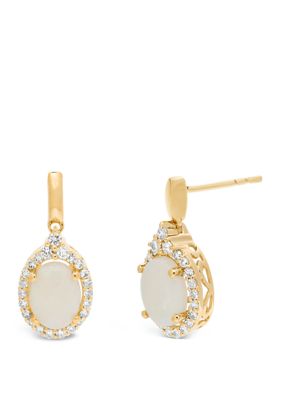Belk & Co 1 ct. t.w. Opal and 1/4 ct. t.w. Diamonds Earrings in 10K Yellow Gold