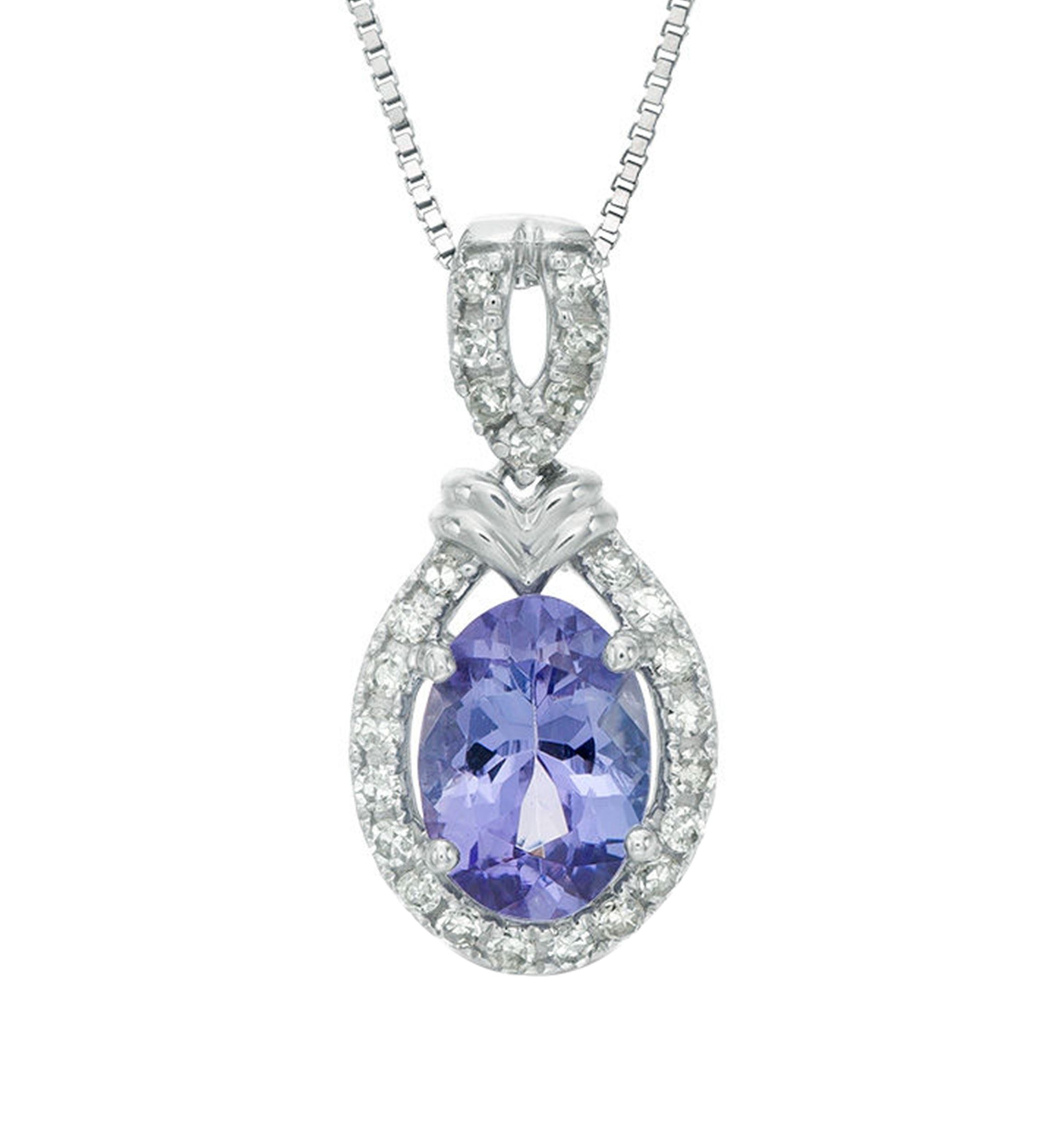 1 ct. t.w. Pear Tanzanite and 1/8 ct. t.w. Diamond Pendant Necklace in 10K White Gold