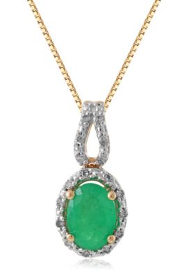 Belk & Co 3/4 Ct. T.w. Emerald And Diamond Accent Pendant In 10K ]Gold