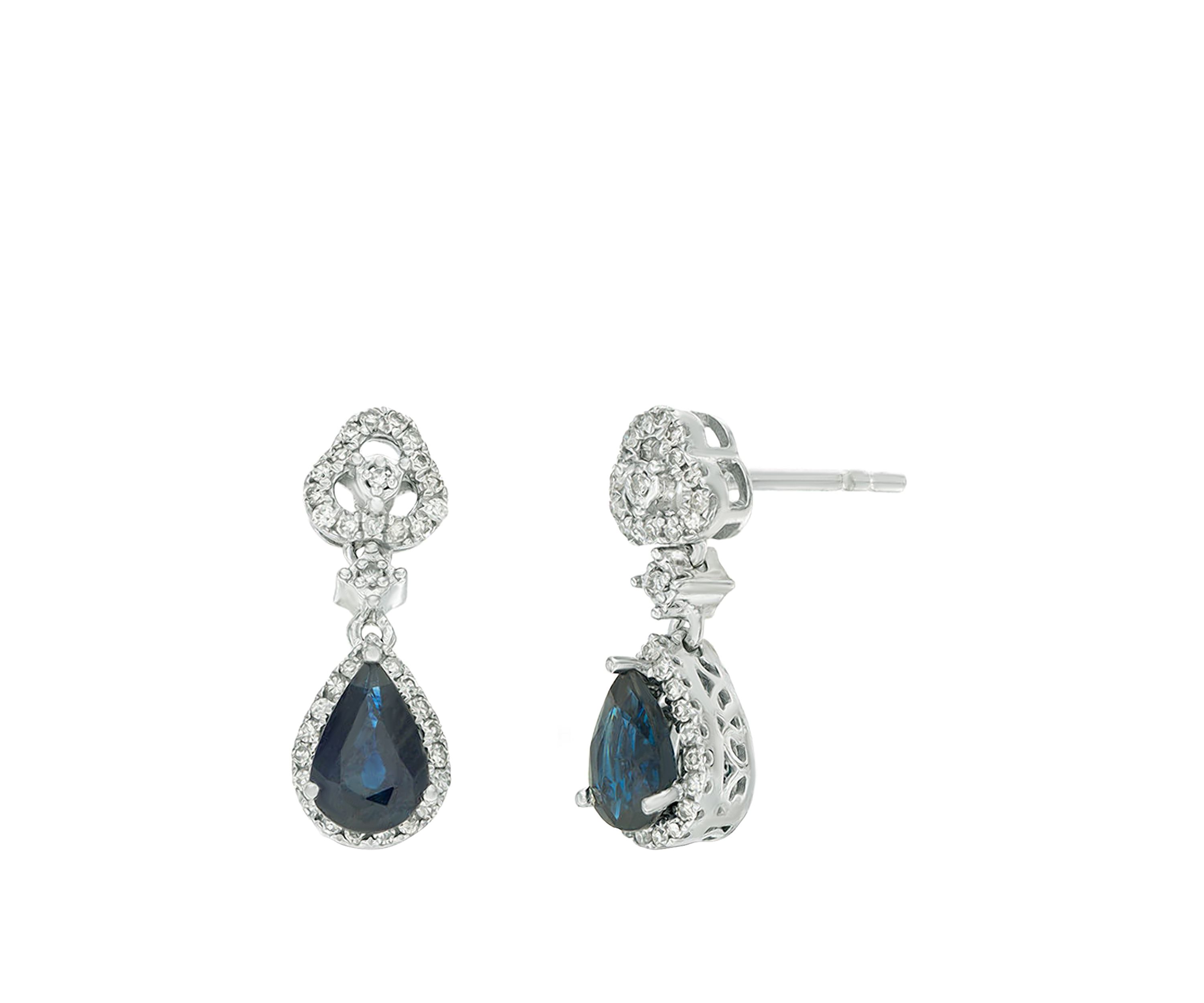 7/8 ct. t.w. Sapphire and 1/5 ct. t.w. Diamond Earrings in 10K White Gold