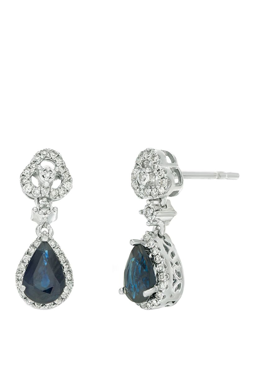 7/8 ct. t.w. Sapphire and 1/5 ct. t.w. Diamond Earrings in 10K White Gold