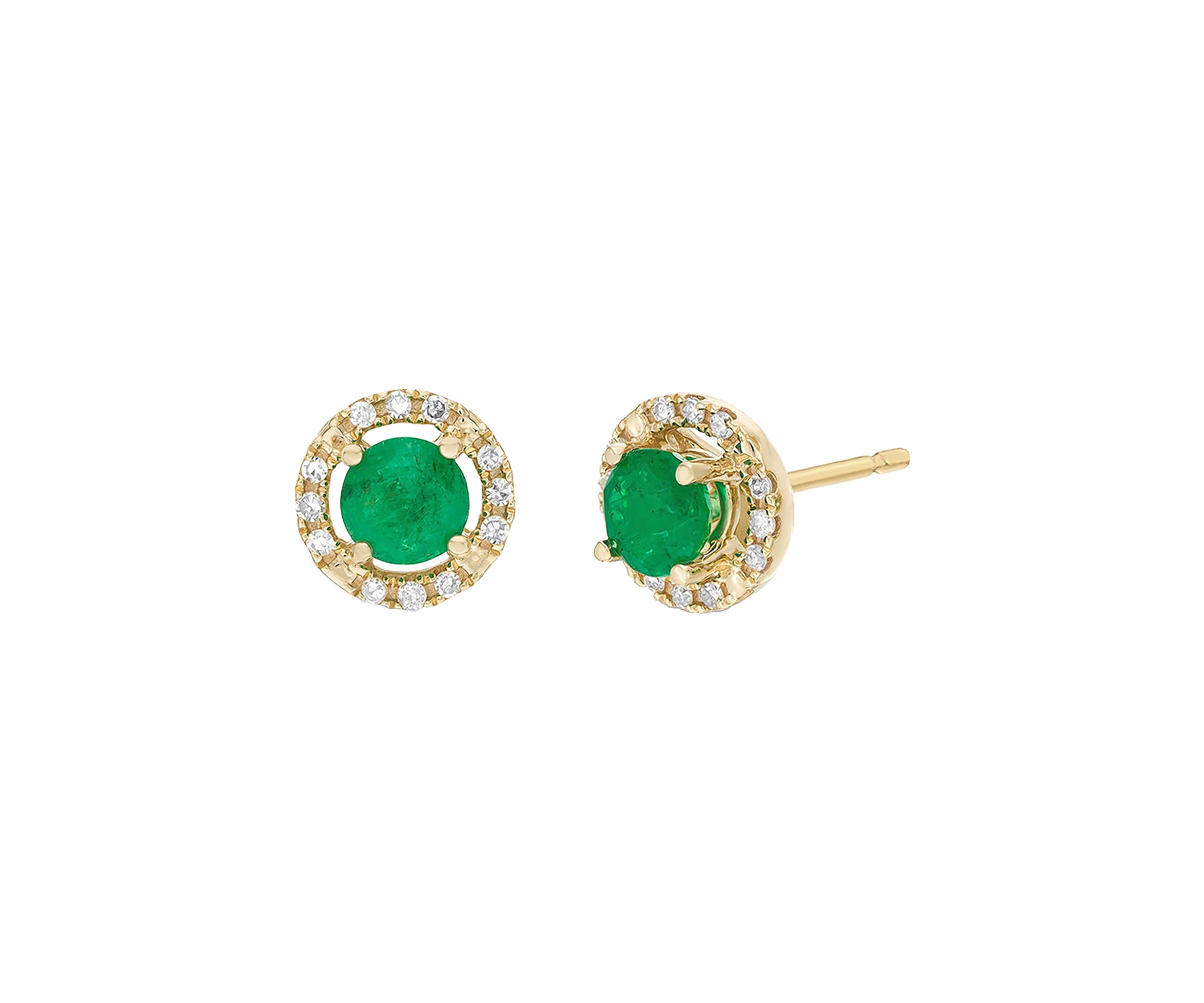 1 ct. t.w. Emerald and 1/8 ct. t.w. Diamond Earrings in 10K White Gold
