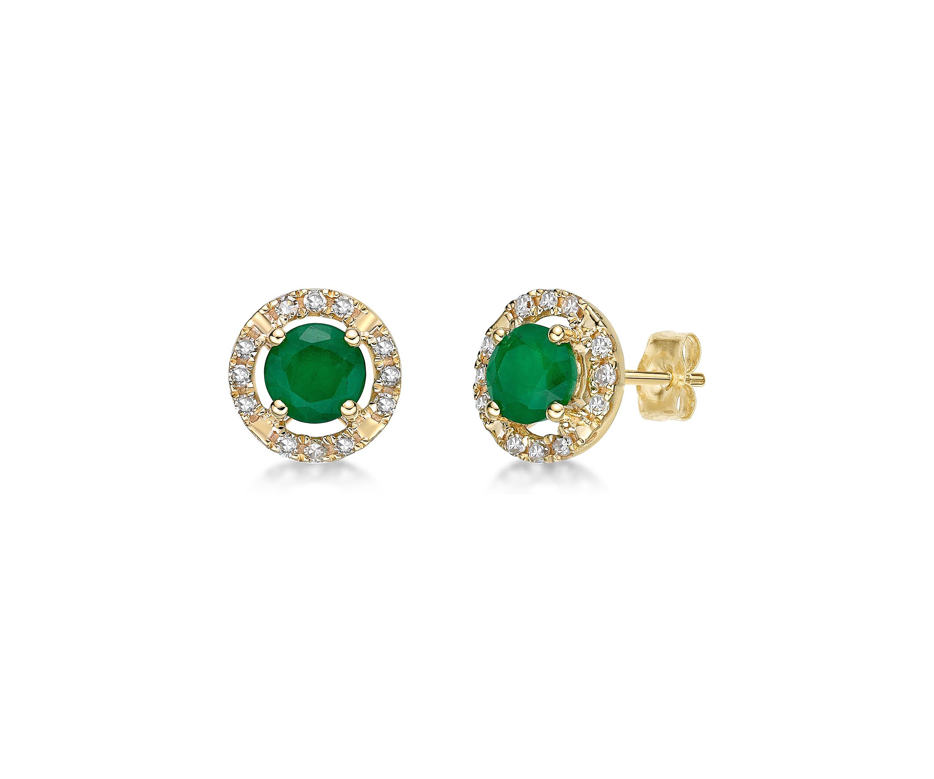 1 ct. t.w. Emerald and 1/8 ct. t.w. Diamond Earrings in 10K White Gold