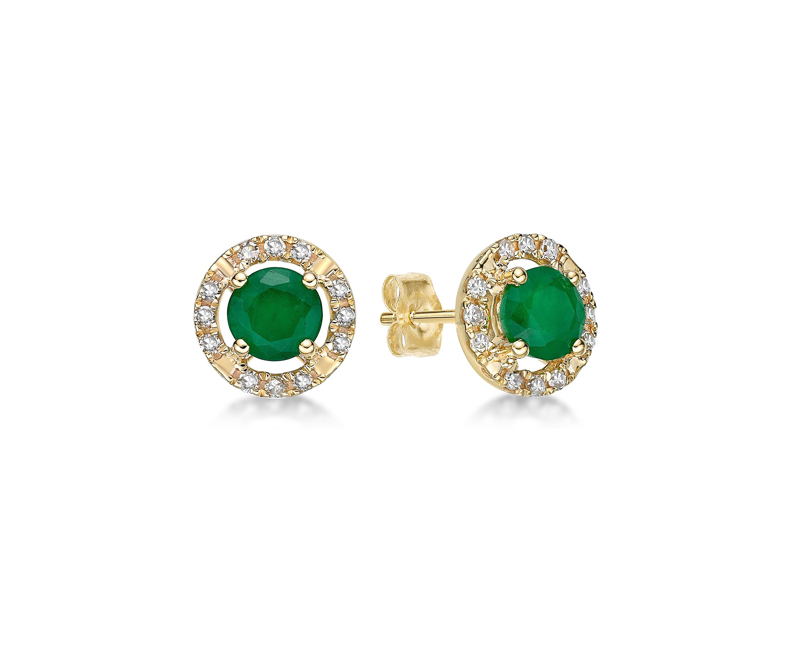 1 ct. t.w. Emerald and 1/8 ct. t.w. Diamond Earrings in 10K White Gold