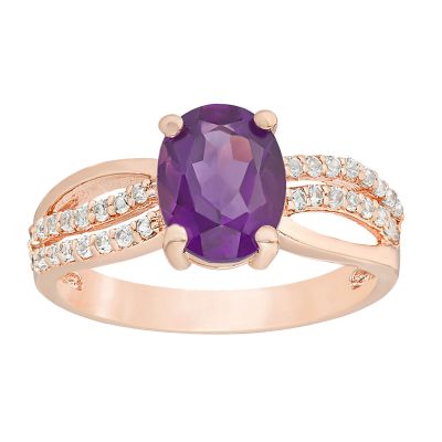 Gemminded Oval Amethyst Ring in Rose Gold Plated Sterling Silver