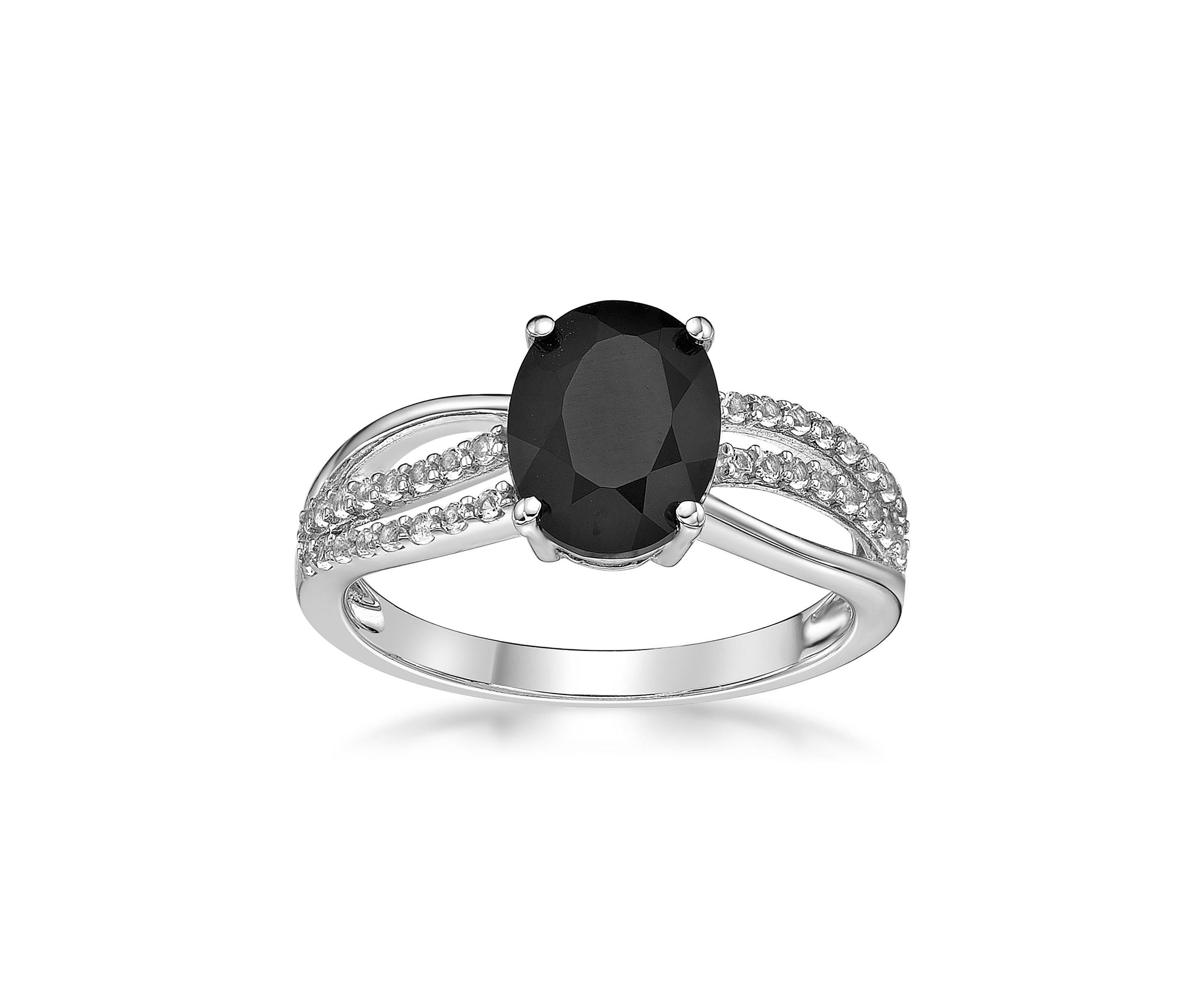 1/6 ct. t.w. Black Onyx and 0.6 ct. t.w. White Topaz Ring in Sterling Silver