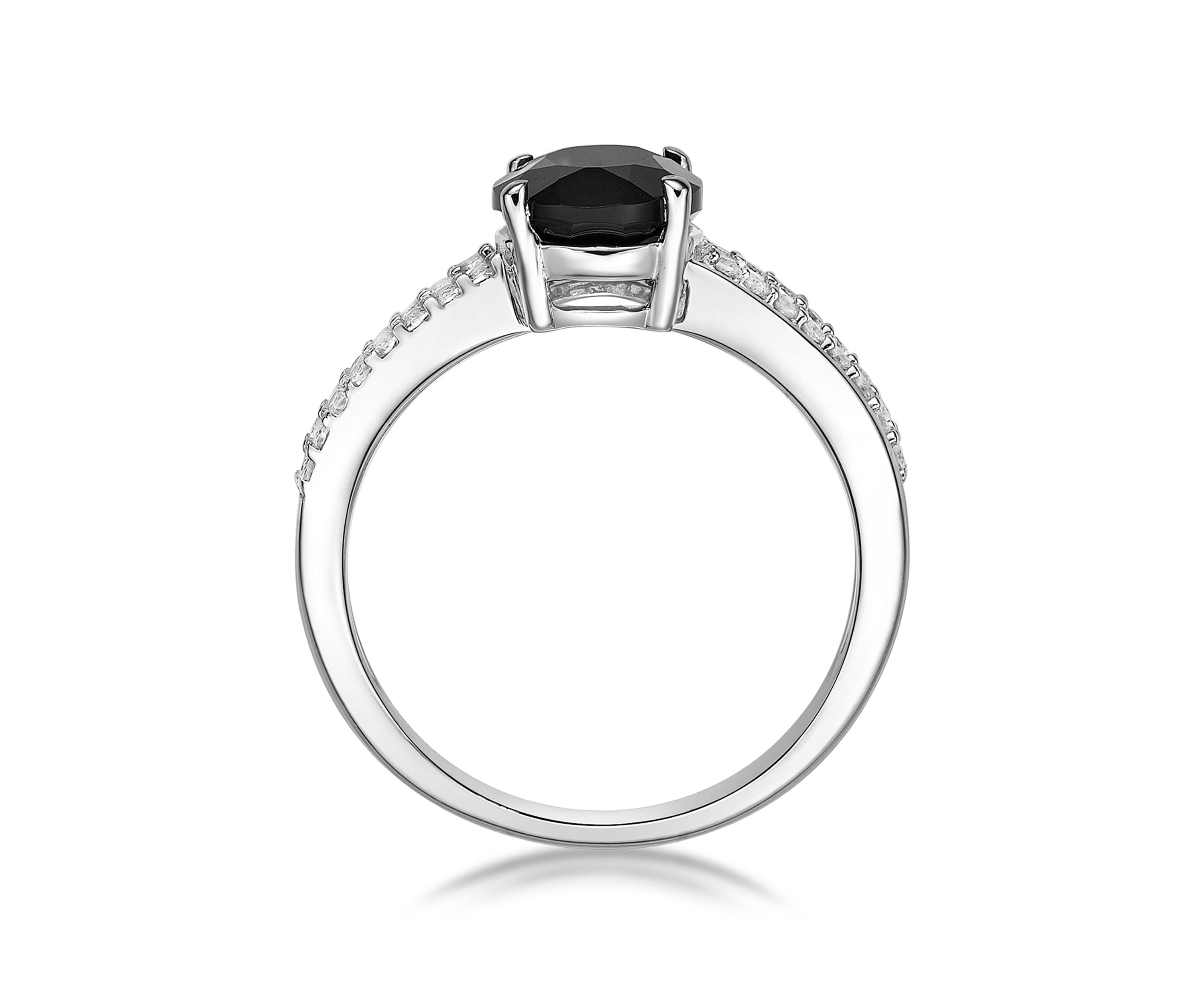 1/6 ct. t.w. Black Onyx and 0.6 ct. t.w. White Topaz Ring in Sterling Silver