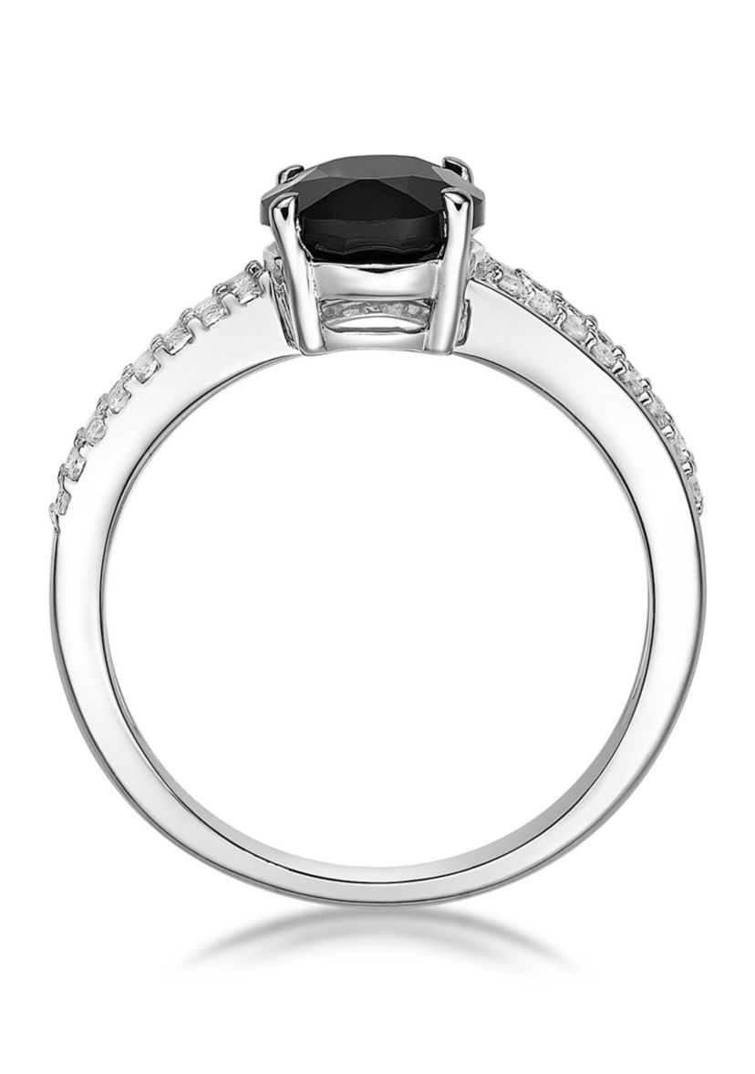1/6 ct. t.w. Black Onyx and 0.6 ct. t.w. White Topaz Ring in Sterling Silver