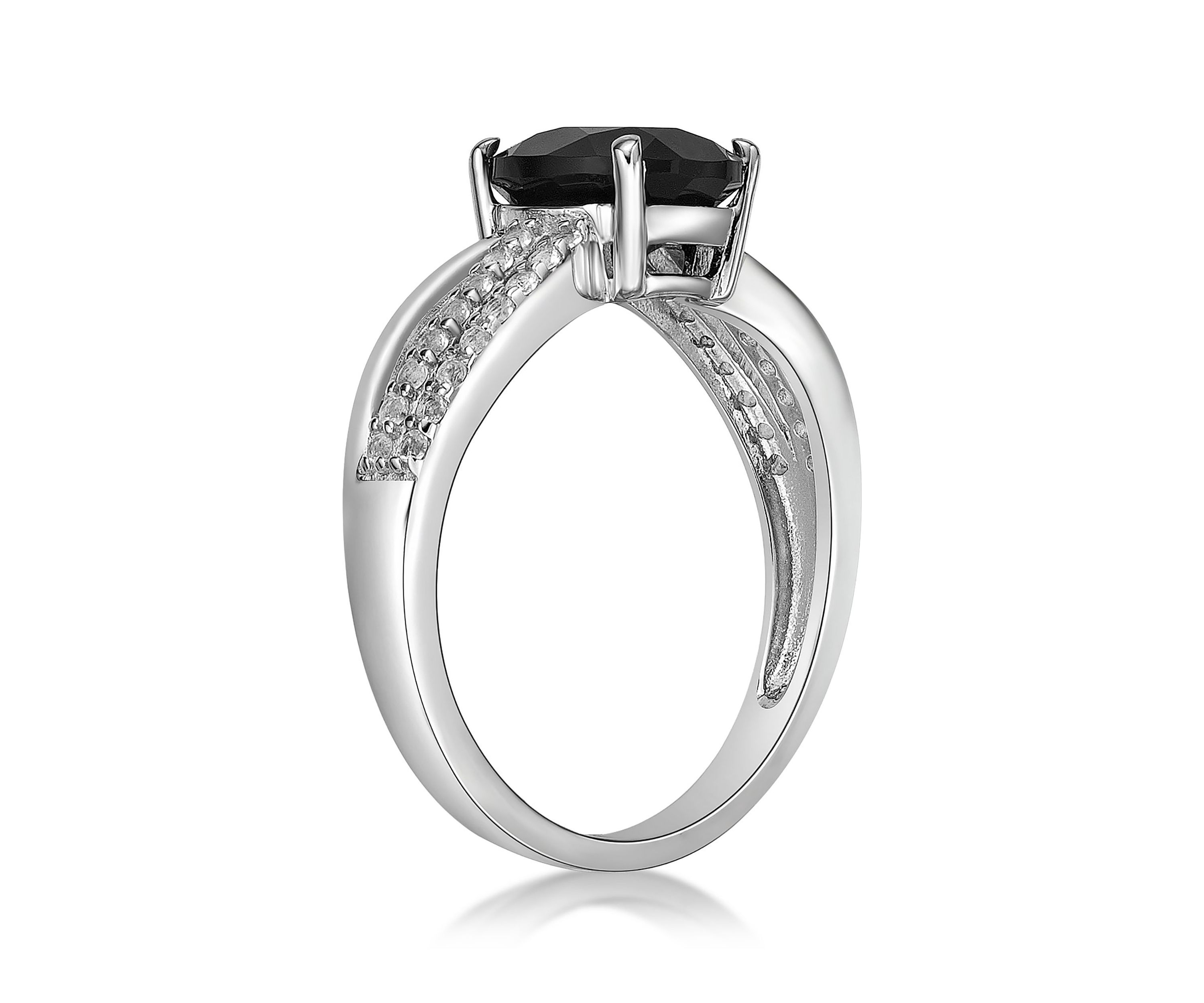 1/6 ct. t.w. Black Onyx and 0.6 ct. t.w. White Topaz Ring in Sterling Silver