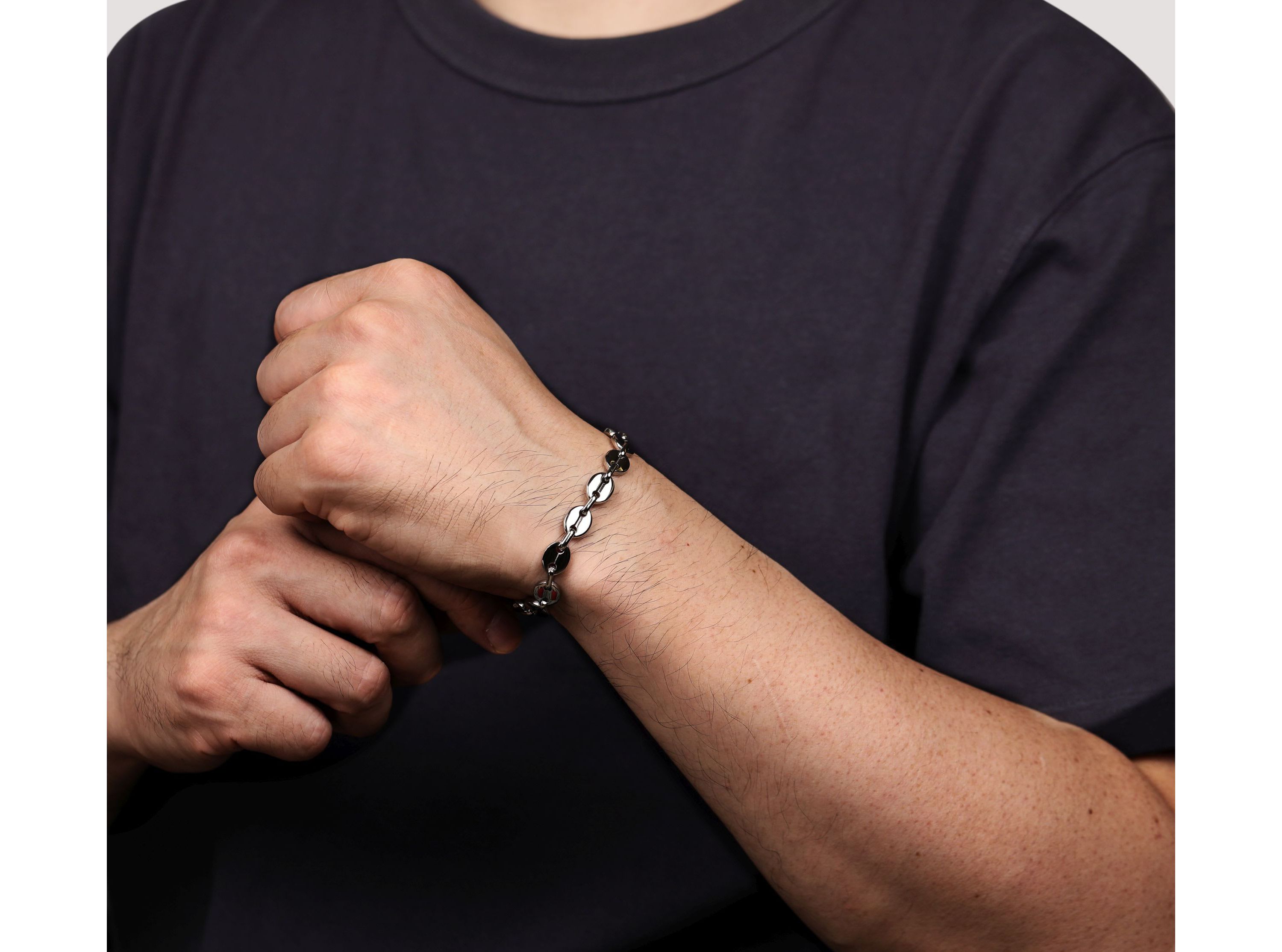 Stainless Steel 9" Coin Link Chain Bracelet