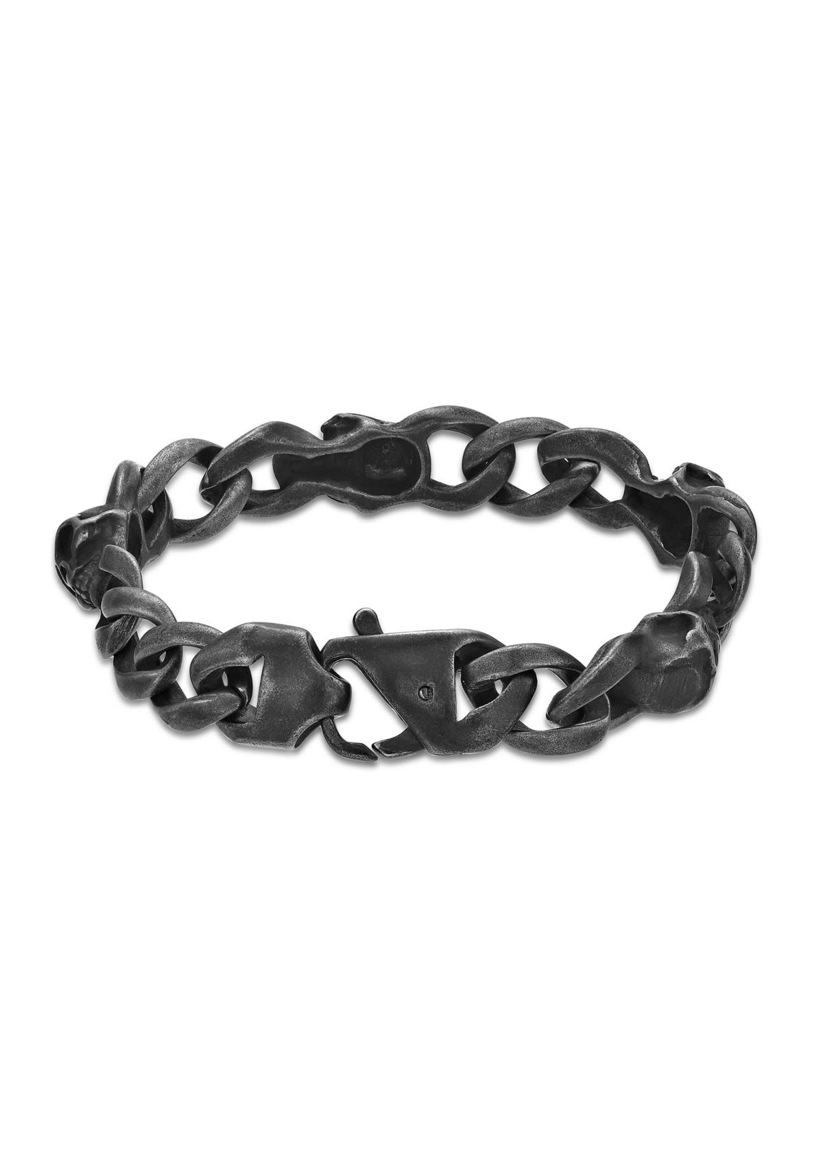 Stainless Steel Antique Black Finish Skull Bracelet in 8.5"