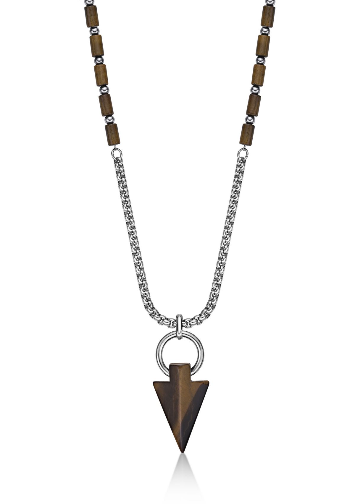 Stainless Steel and Tiger Eye Necklace in 24