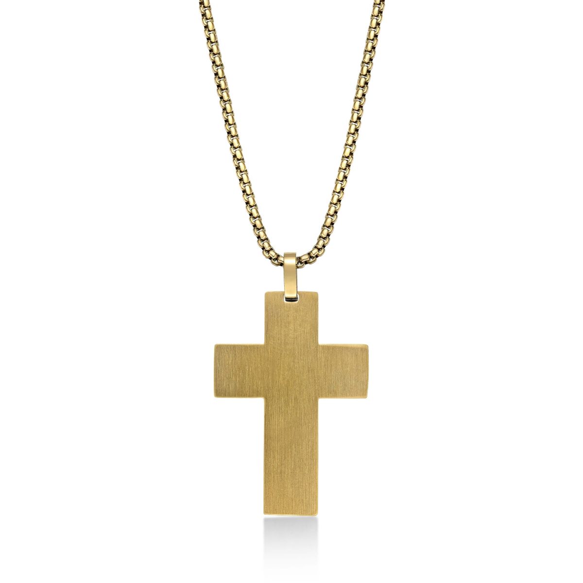 Black and Gold Tone Ion Plated Stainless Steel Cross Pendant Necklace