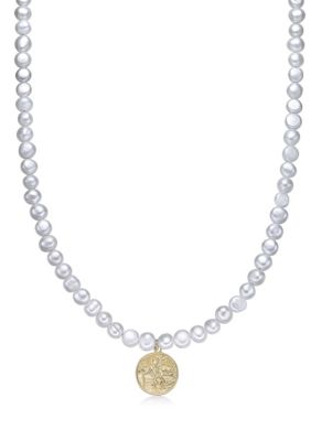 LYNX Gold Tone Ip Plated Stainless Steel Necklace with Fresh Water Pearls, 24"