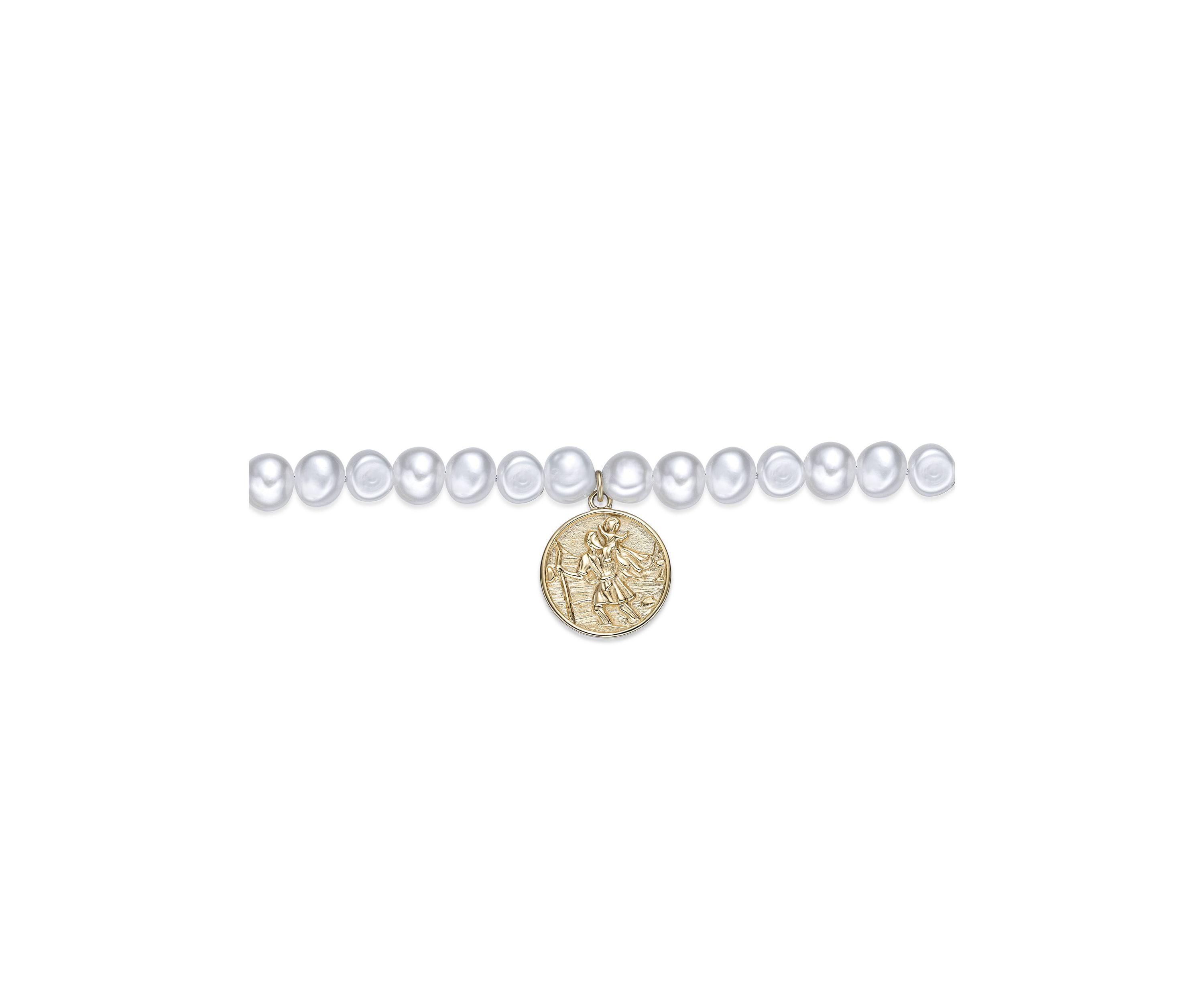 Gold Tone Ip Plated Stainless Steel Necklace with Fresh Water Pearls, 24"