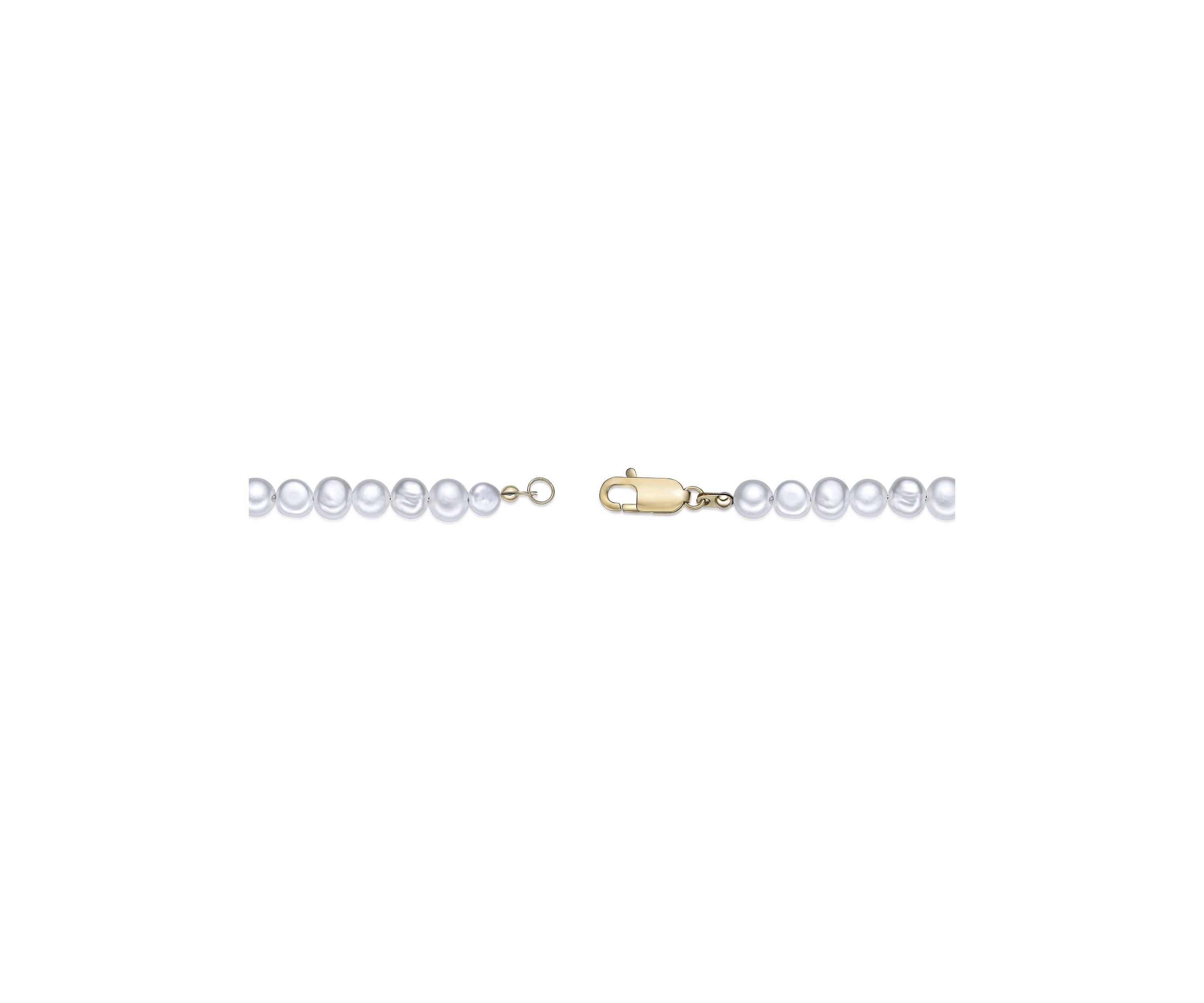 Gold Tone Ip Plated Stainless Steel Necklace with Fresh Water Pearls, 24"