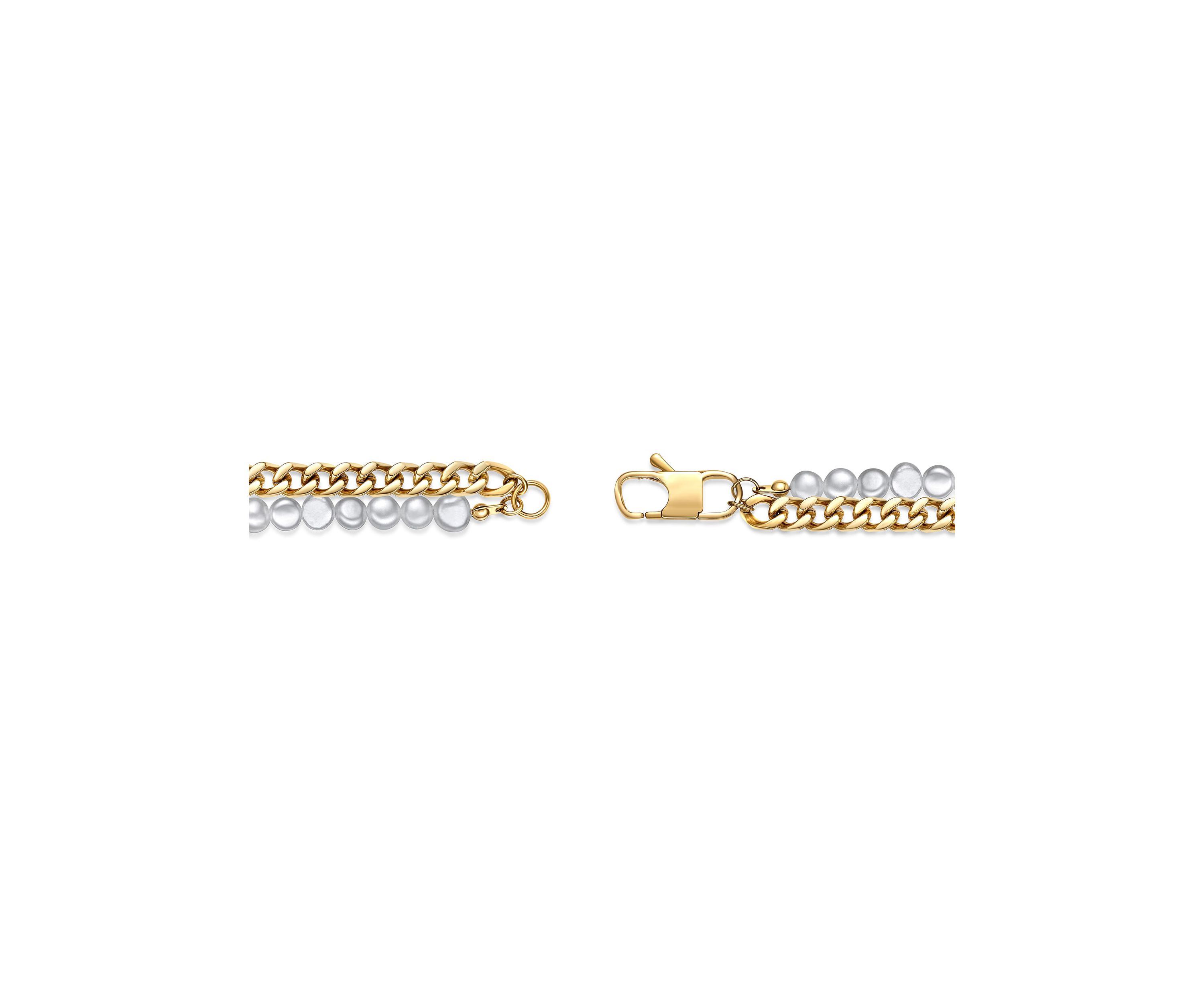 Gold Tone Ip Plated Stainless Steel Necklace with Fresh Water Pearls, 24"