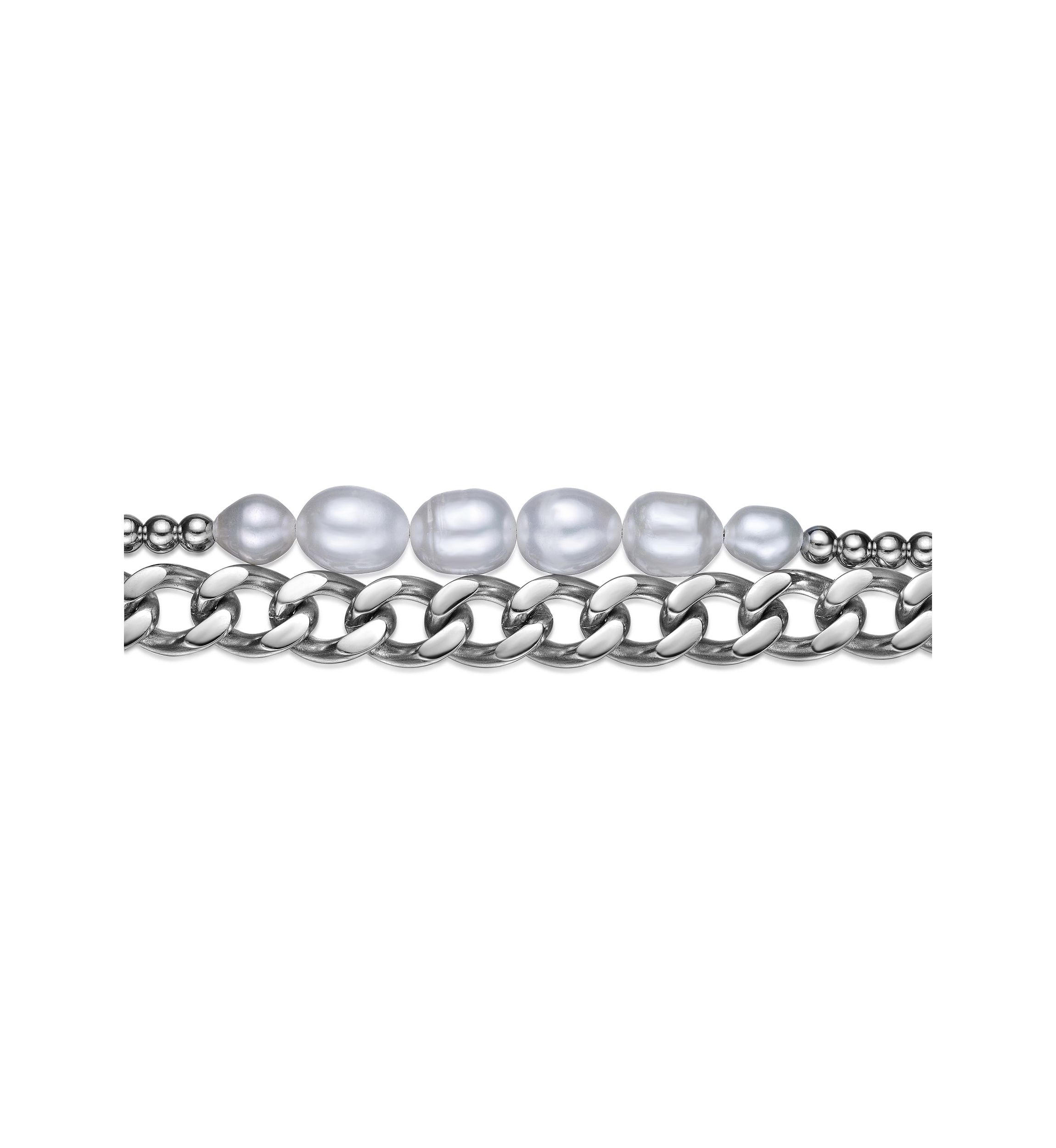 Stainless Steel Necklace with Fresh Water Pearls, 24"