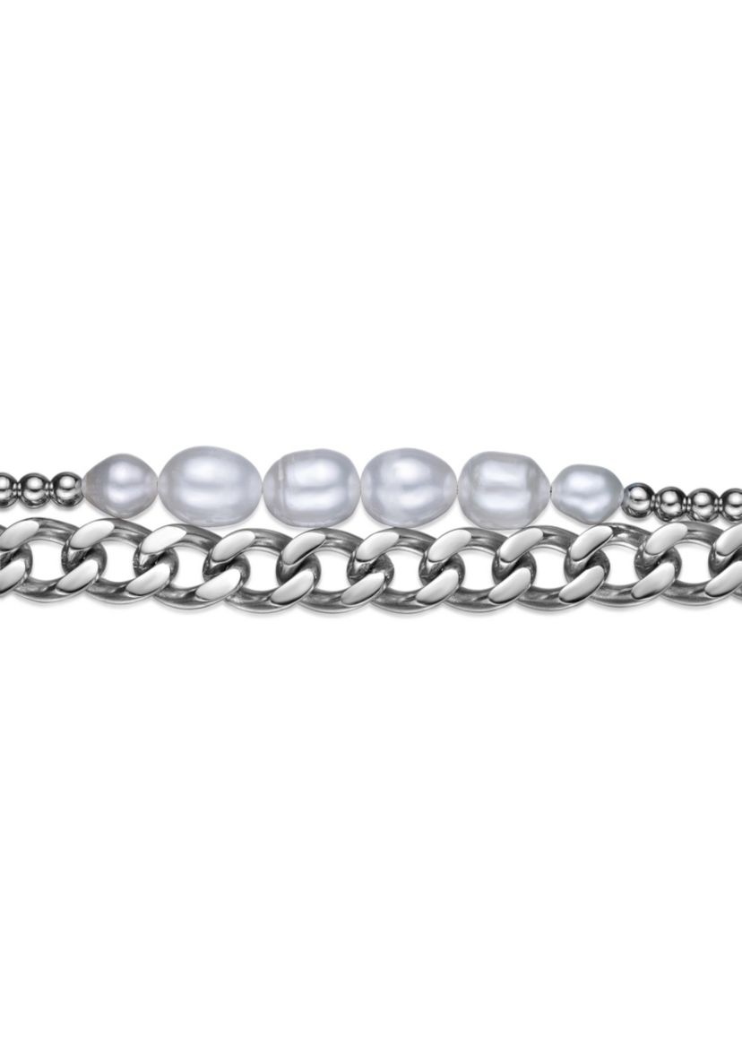 Stainless Steel Necklace with Fresh Water Pearls, 24"
