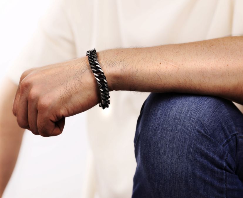 Black Ion-Plated Stainless Steel Curb Chain Bracelet