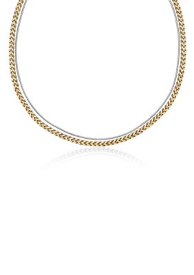 LYNX Stainless Steel Layered Chain Necklace with Gold Tone Ip, Yellow