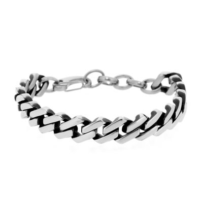 LYNX Men's 12mm Stainless Steel Fancy Curb Chain Bracelet, 9