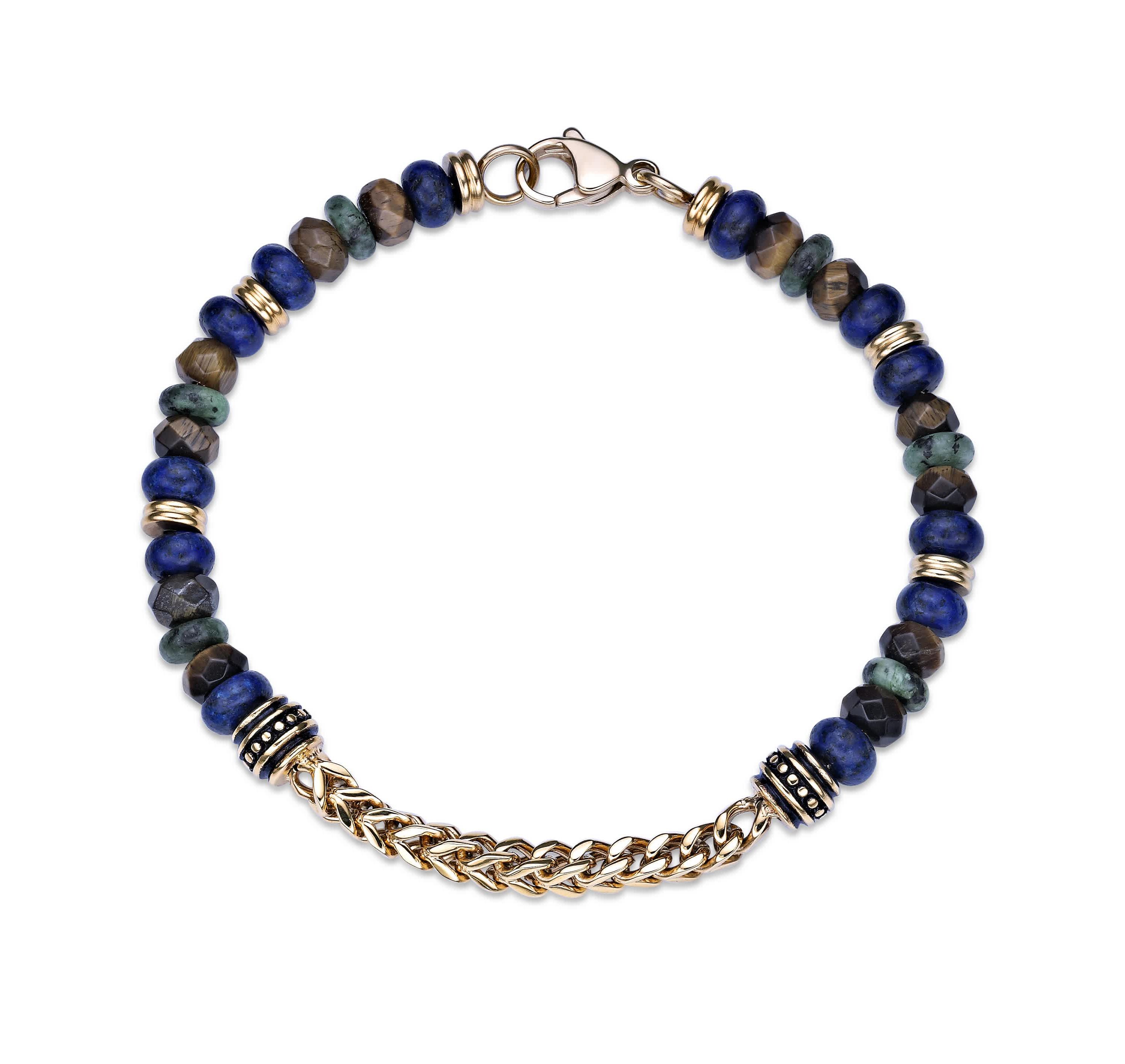 Yellow Ion-Plated Stainless Steel Multi Stone Bracelet