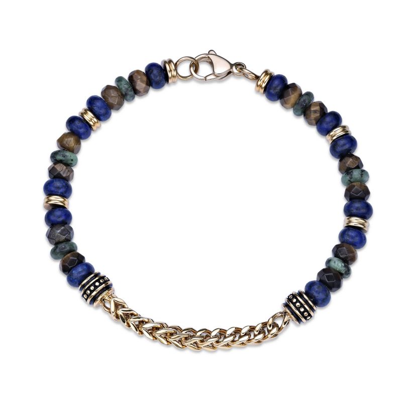Yellow Ion-Plated Stainless Steel Multi Stone Bracelet