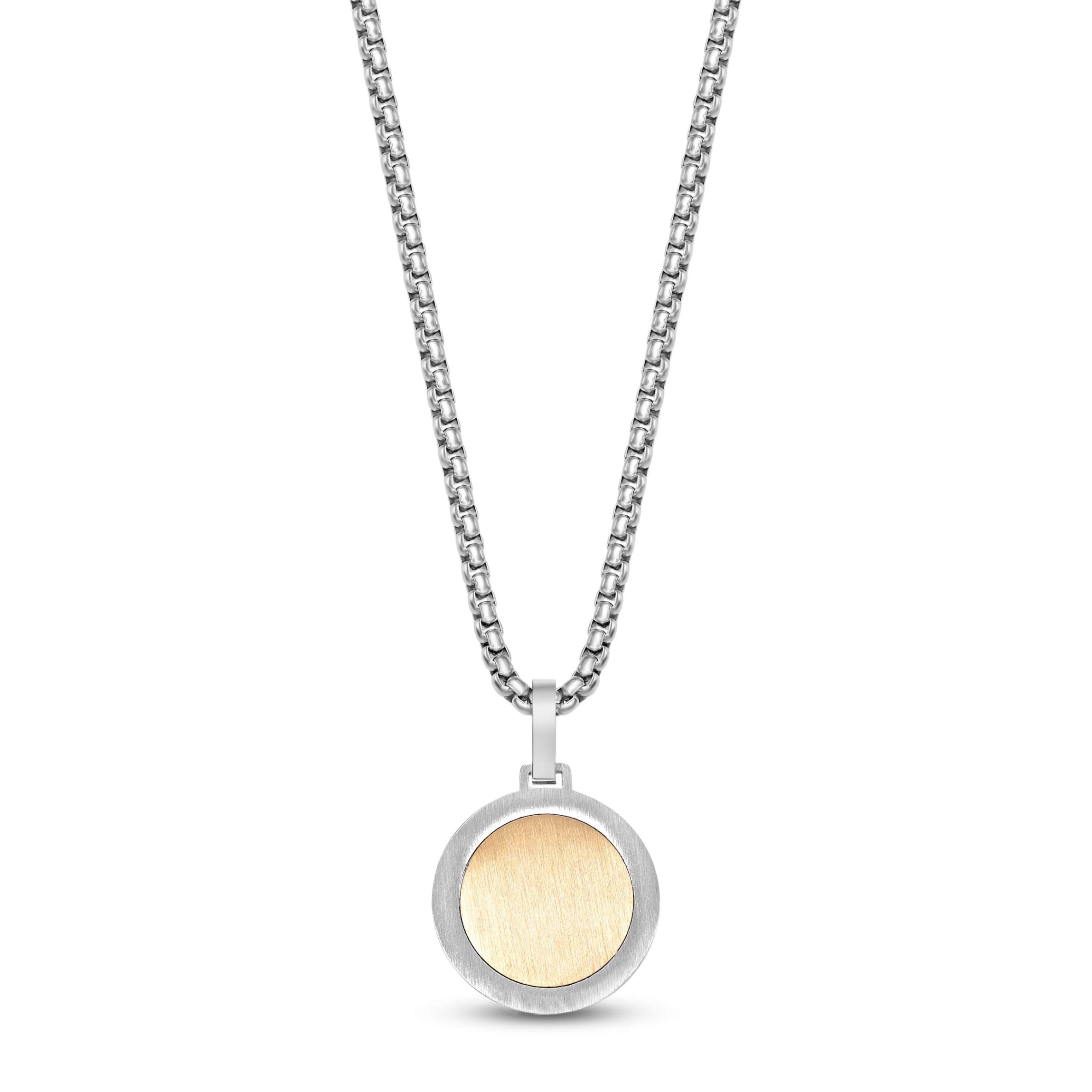 Gold Tone Ion Plated Stainless Steel Compass Pendant Necklace