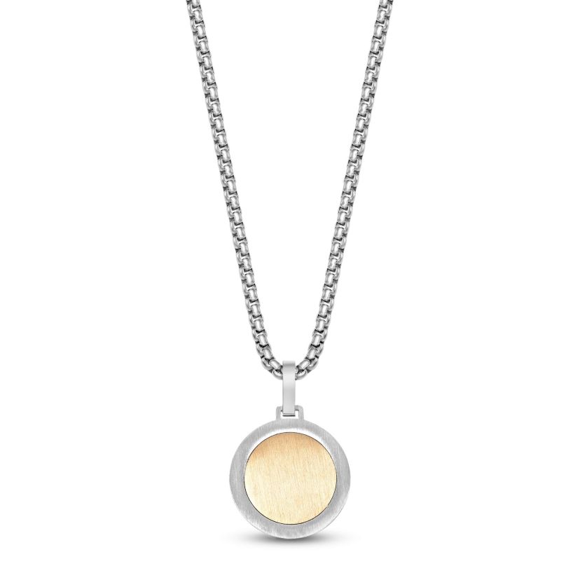 Gold Tone Ion Plated Stainless Steel Compass Pendant Necklace