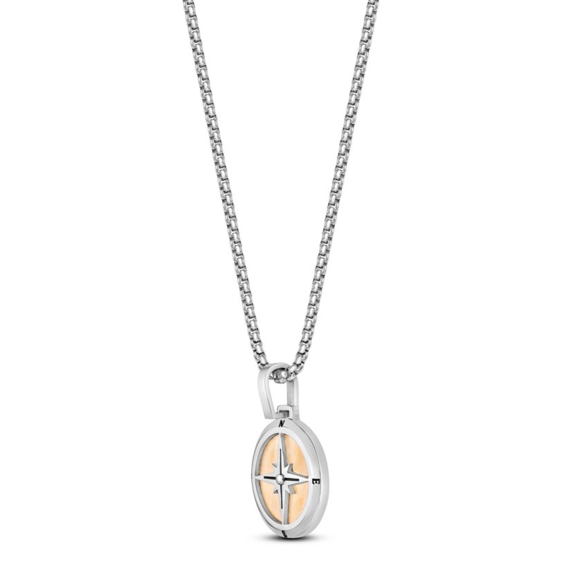 Gold Tone Ion Plated Stainless Steel Compass Pendant Necklace