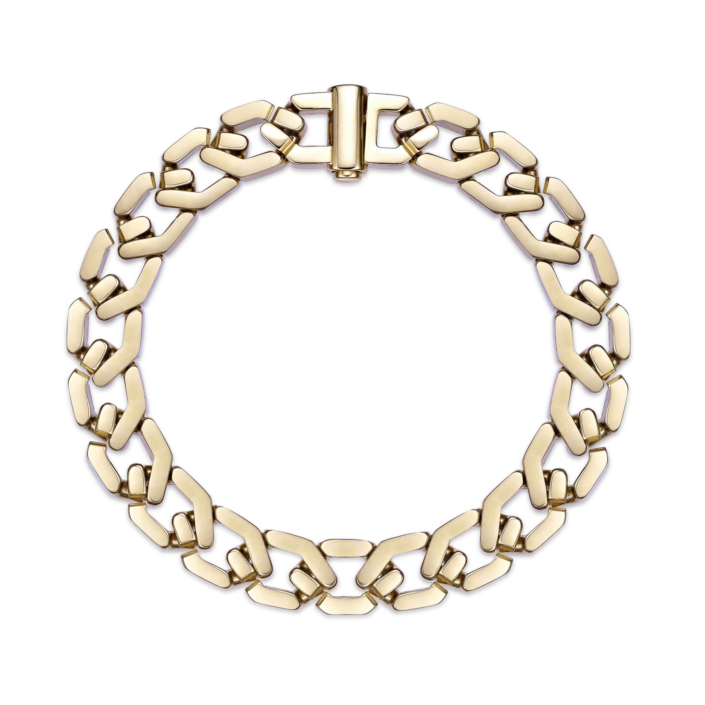 Yellow Ion-Plated Stainless Steel Fancy Link Chain Bracelet