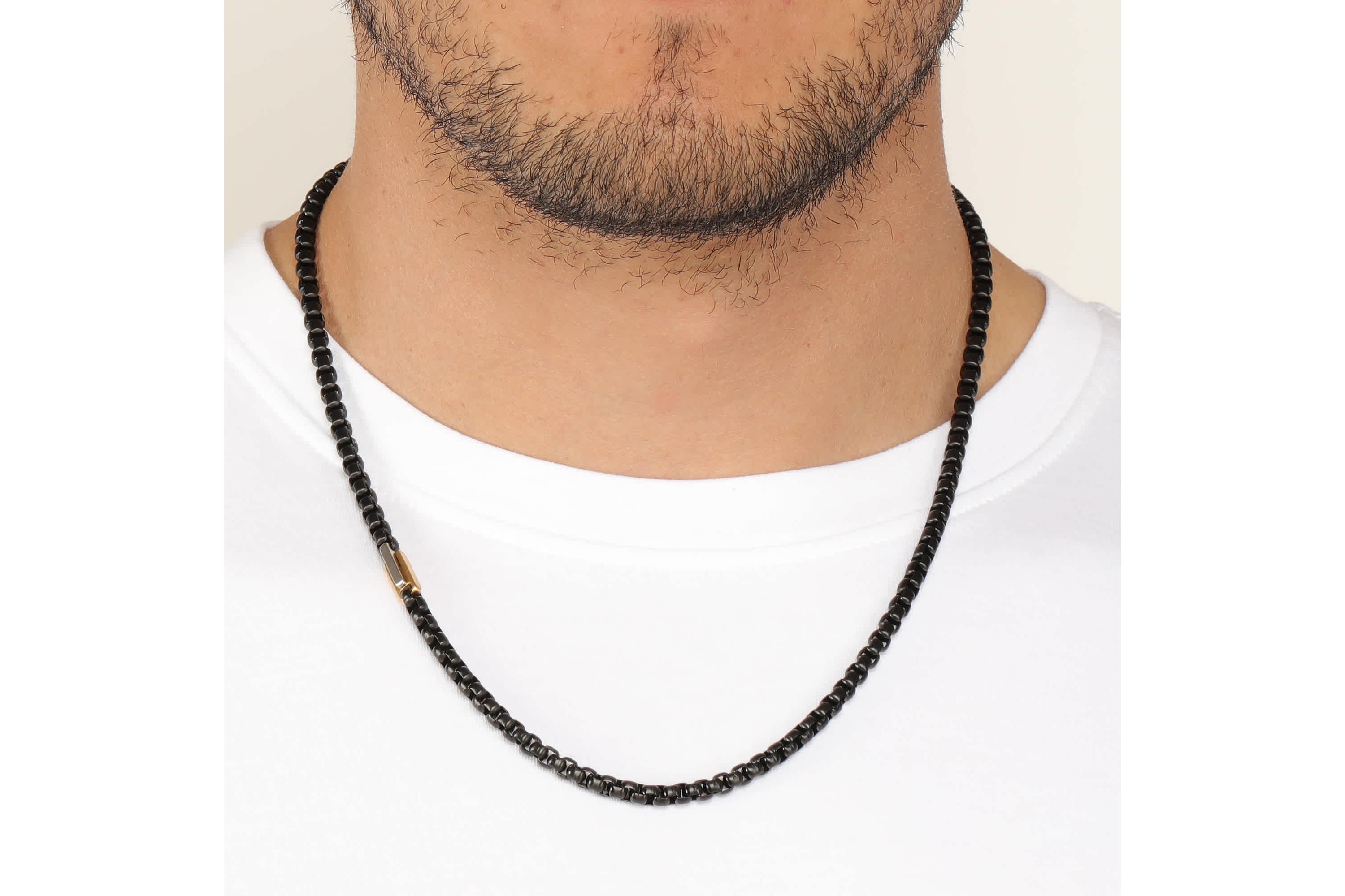 Black Ion-Plated Stainless Steel Box Chain Necklace