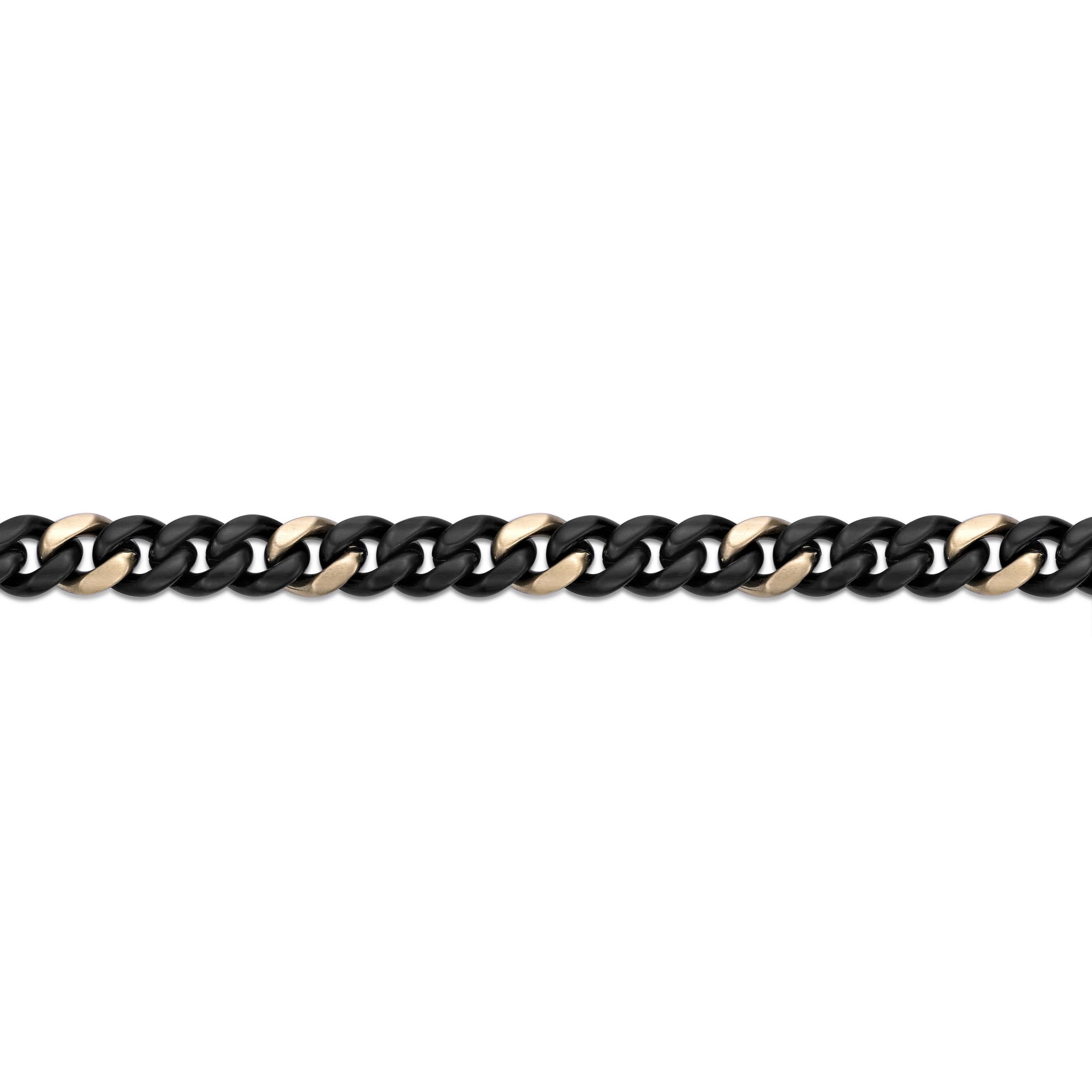 Black & Yellow Ion-Plated Solid Stainless Steel Cuban Chain Bracelet