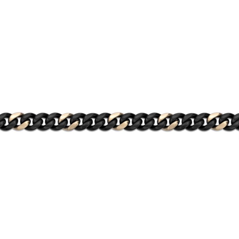 Black & Yellow Ion-Plated Solid Stainless Steel Cuban Chain Bracelet