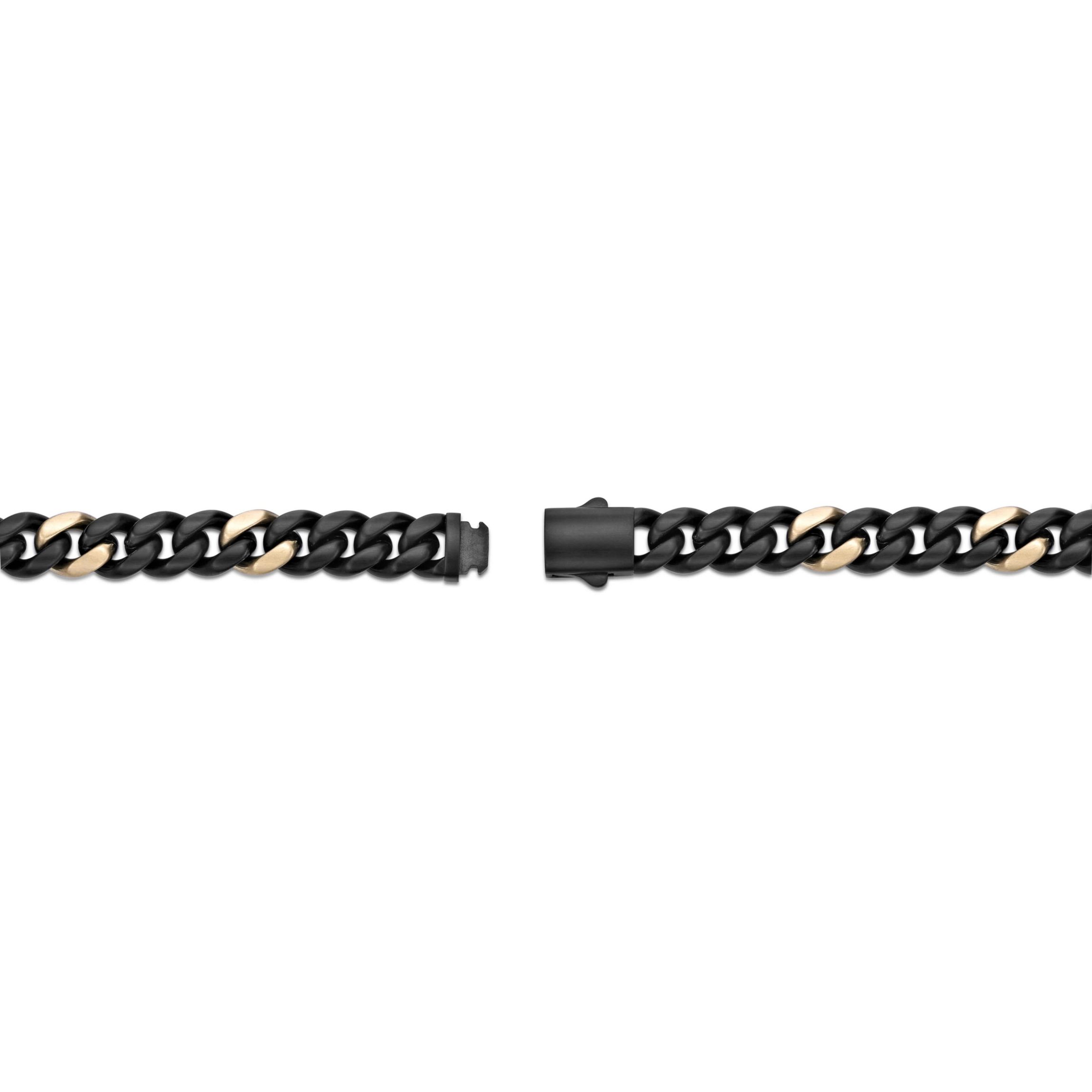 Black & Yellow Ion-Plated Solid Stainless Steel Cuban Chain Bracelet