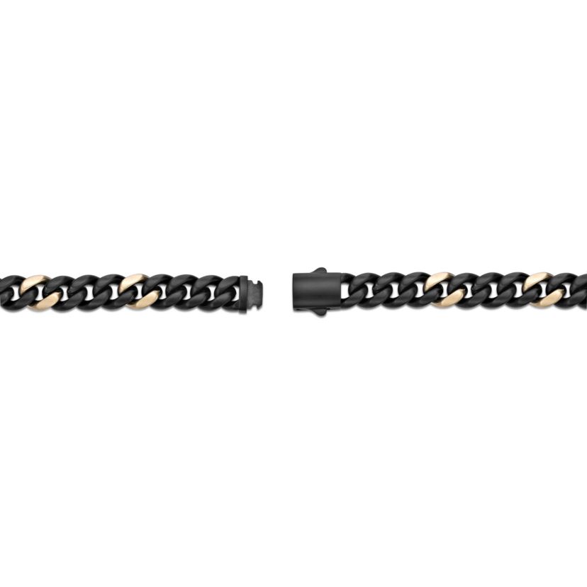 Black & Yellow Ion-Plated Solid Stainless Steel Cuban Chain Bracelet