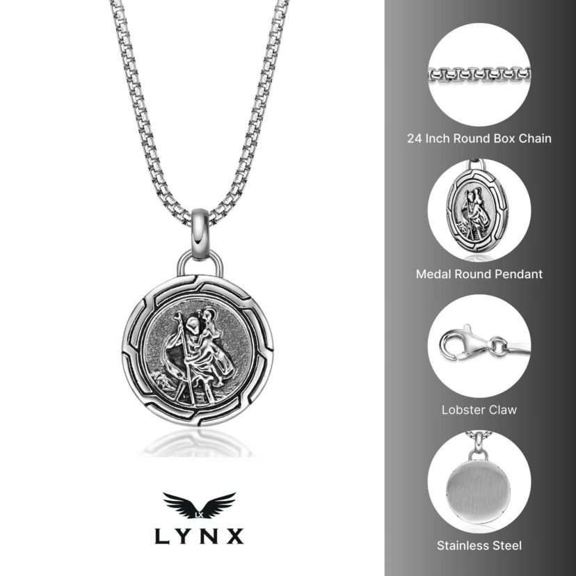 Stainless Steel Box Chain Pendant Necklace
