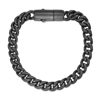 LYNX 10MM Men's Black Ion-Plated Stainless Steel Franco Chain Bracelet, 8.5 in
