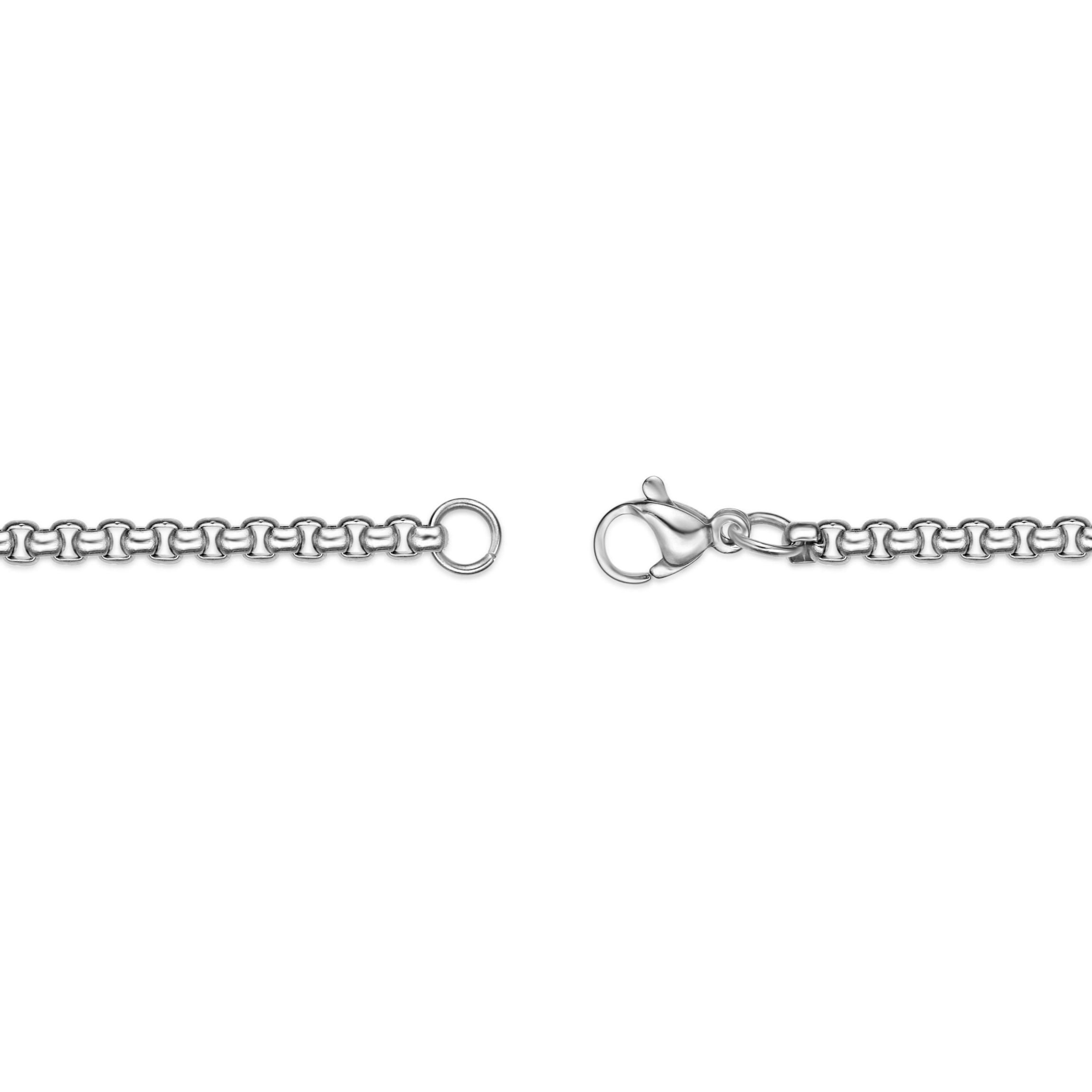 Stainless Steel Cubic Zirconia Dog Tag Pendant Necklace