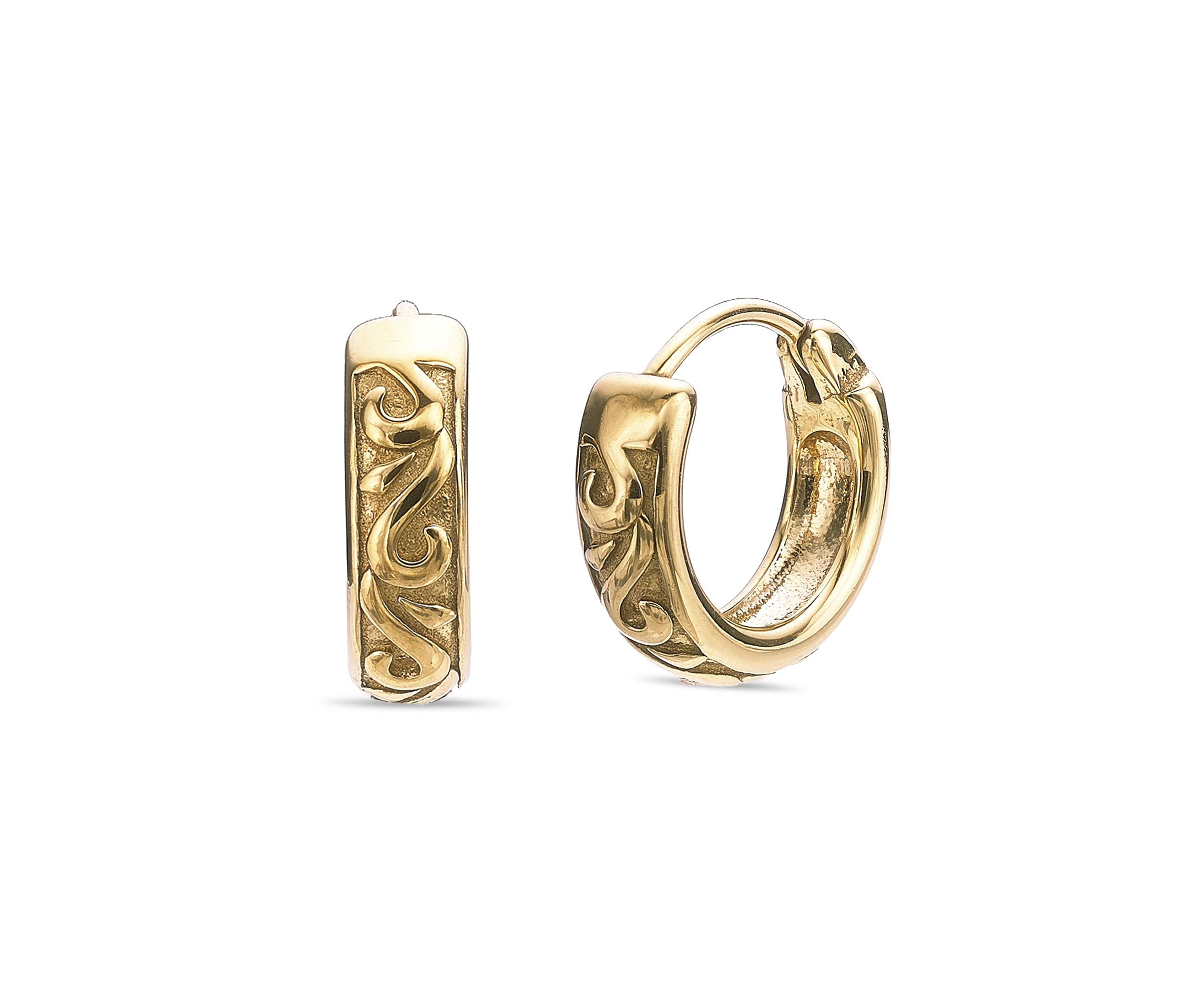 Hoop Earrings in Gold Tone Ion Plated Stainless Steel