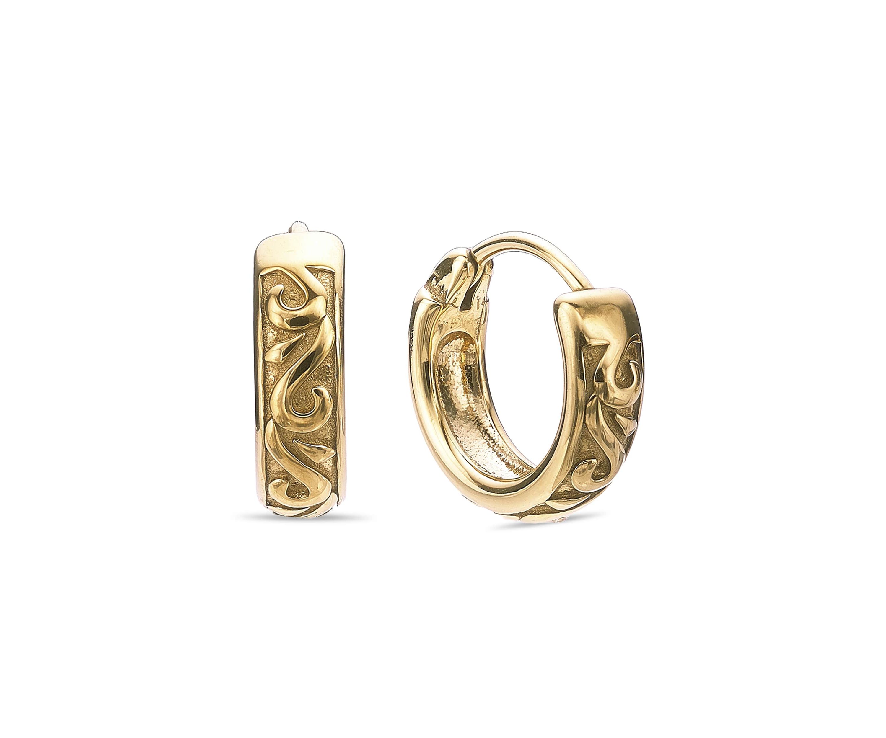 Hoop Earrings in Gold Tone Ion Plated Stainless Steel