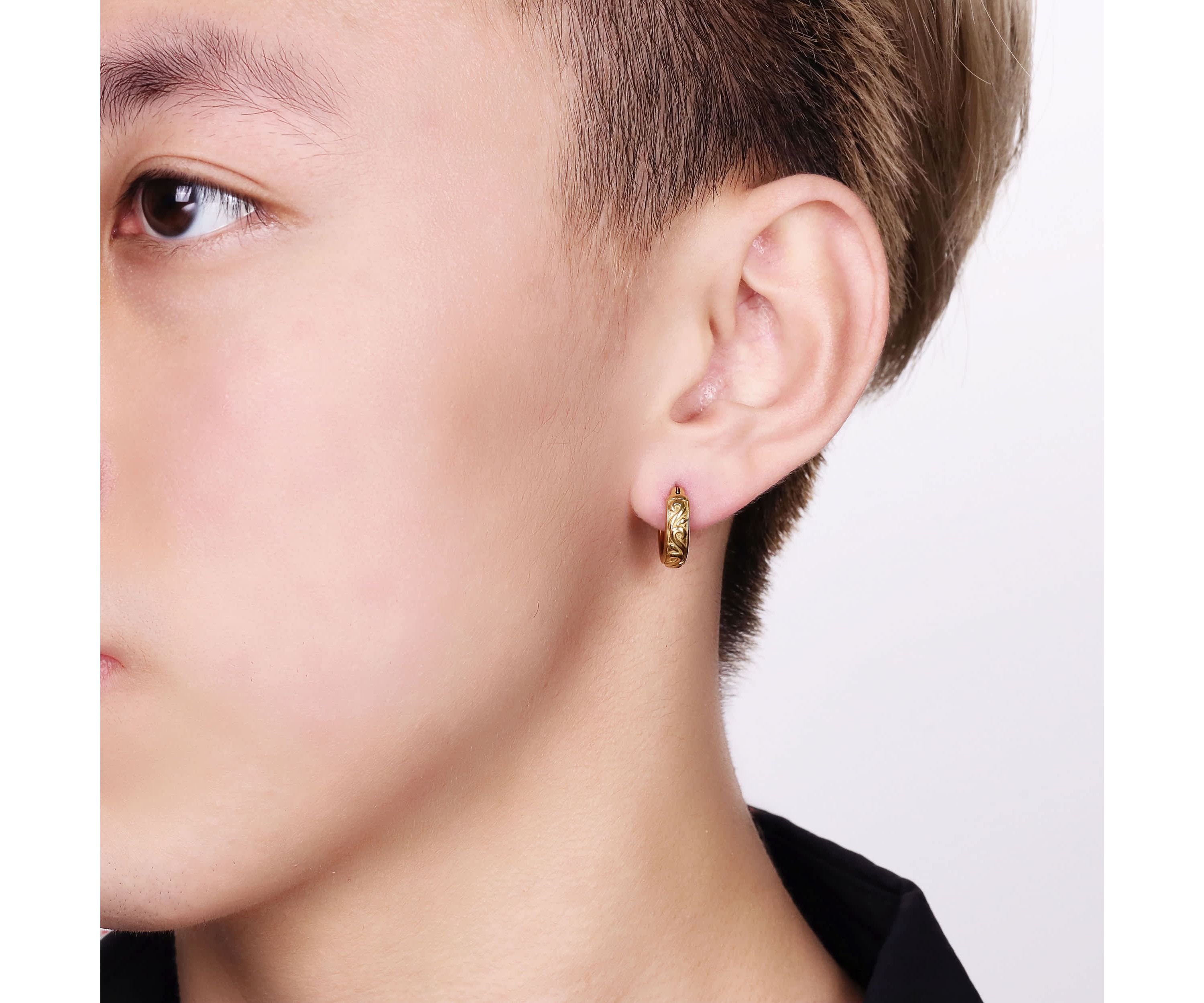 Hoop Earrings in Gold Tone Ion Plated Stainless Steel
