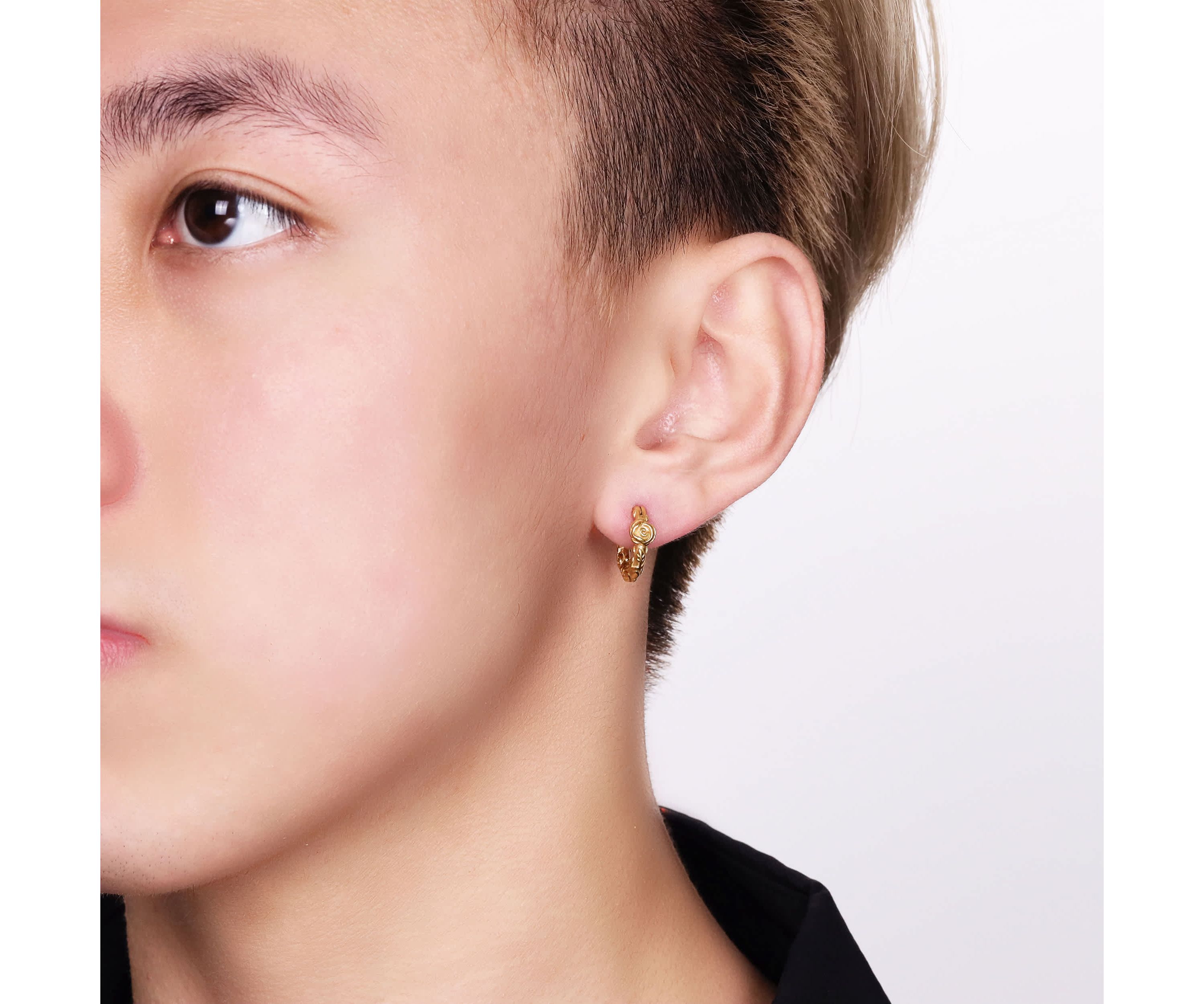 Hoop Earrings in Gold Tone Ion Plated Stainless Steel